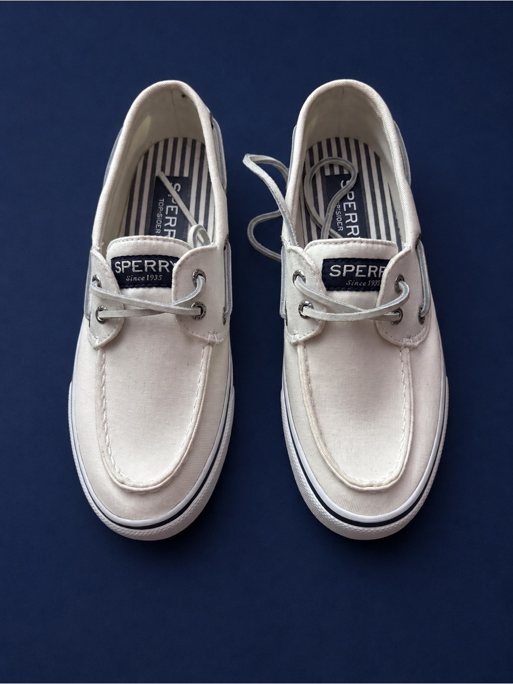 Sperry Top-Sider Cream Canvas Boat Shoes Women’s 9 Men’s 7.5 NWOT